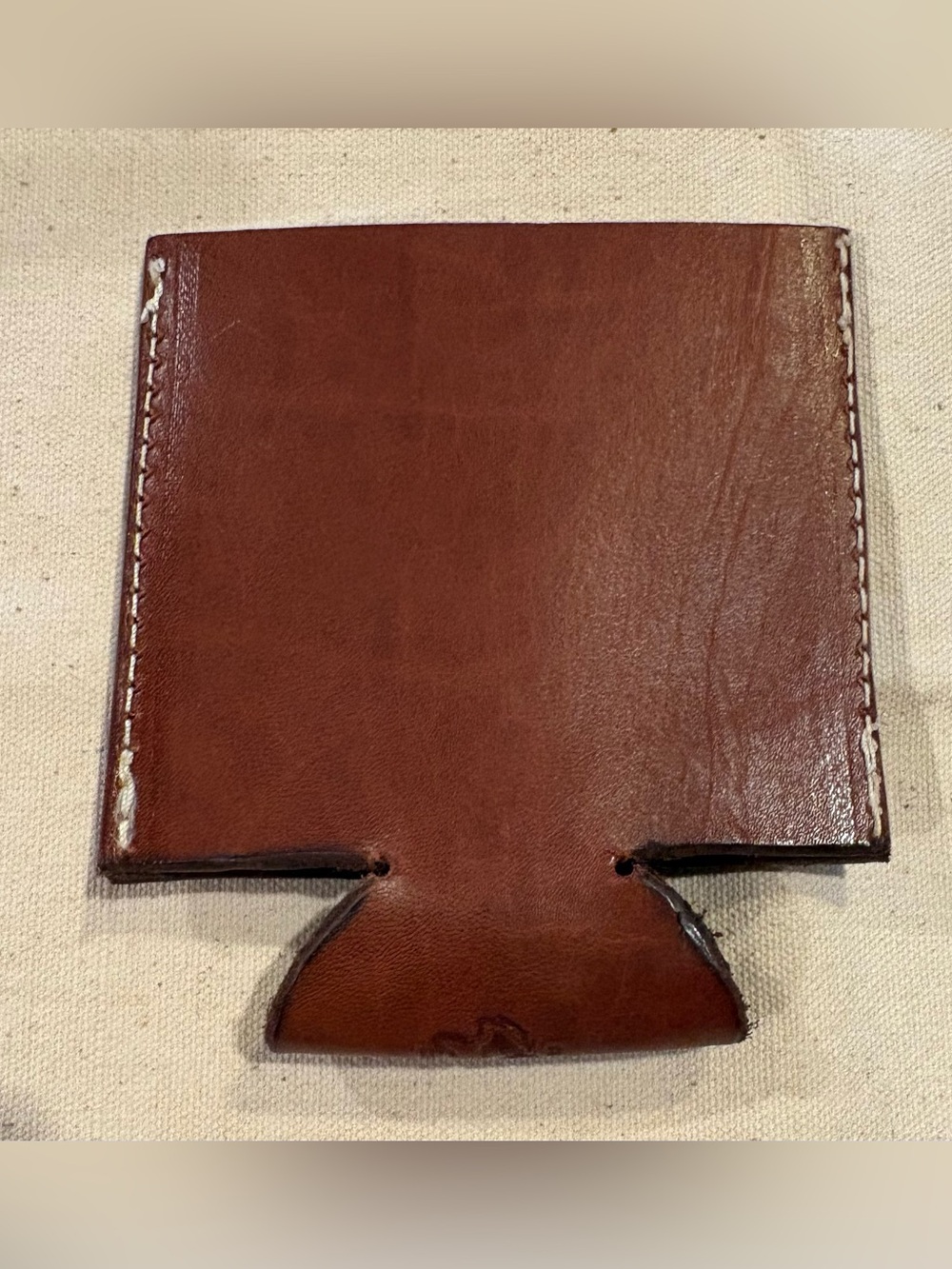 Men's Brown Leather Beverage Holder - Classic Leather Can Koozie